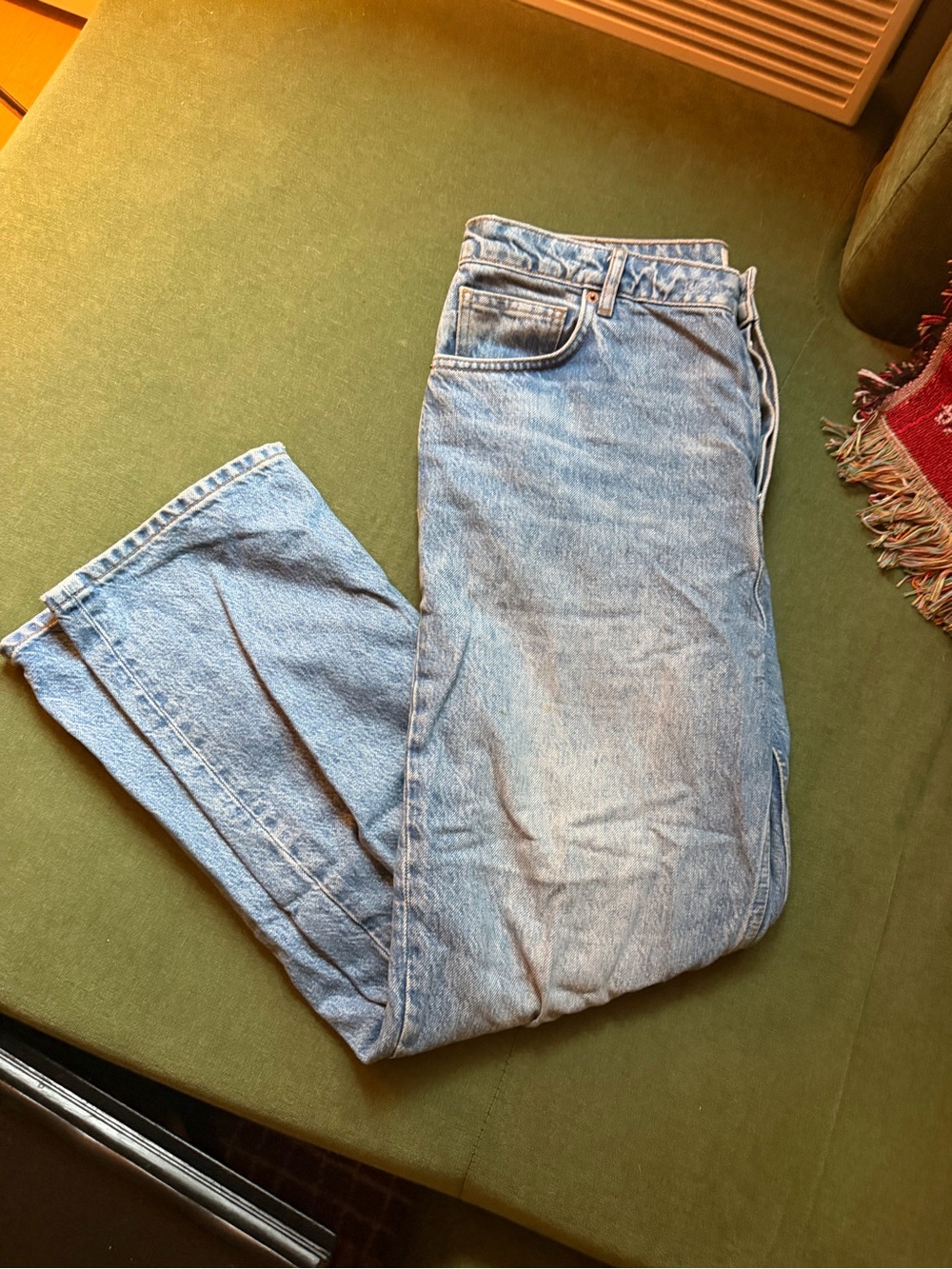 Reformation Light Blue High-Rise Straight Jeans